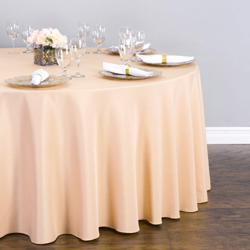 Bargain 120 In. Round Polyester Tablecloth Peach