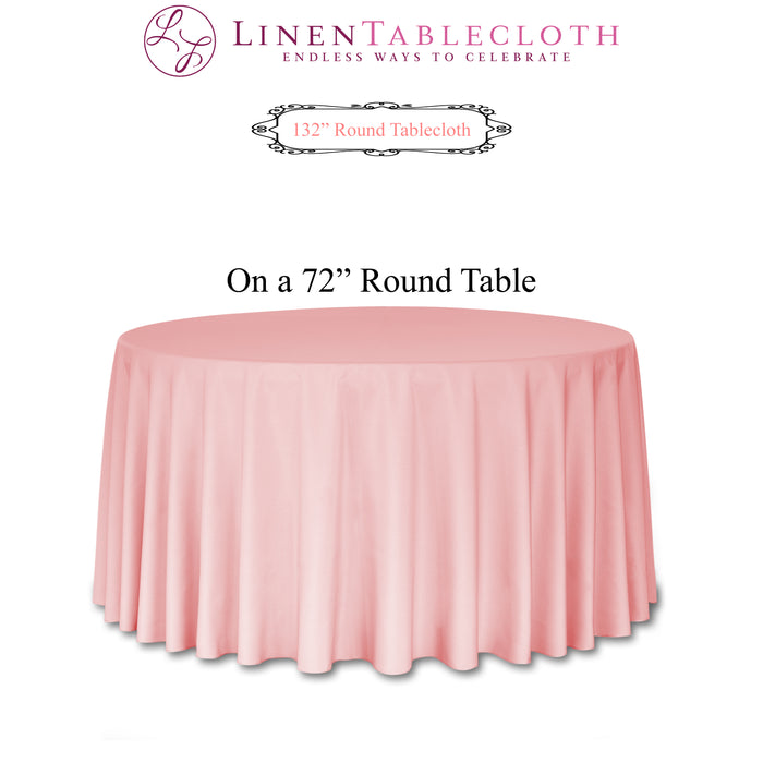 132 in. Round Polyester Tablecloth (20 Colors)