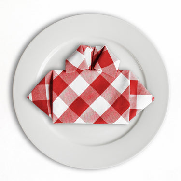 17 in. Polyester Napkins Red & White Checkered (1 Dozen)
