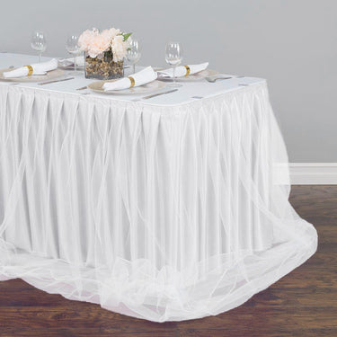 14 ft. Two Tone Tulle Chiffon Table Skirt White/White