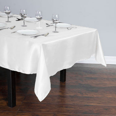 Bargain 60 X 102 In. Rectangular Satin Tablecloth White