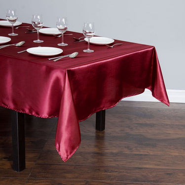 Bargain 60 X 102 In. Rectangular Satin Tablecloth Burgundy