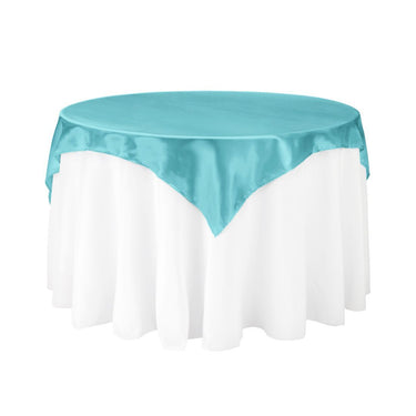 Bargain 60 in. Square Satin Overlay Turquoise