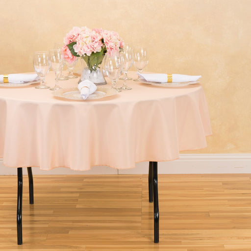 Bargain 70 In. Round Polyester Tablecloth Peach