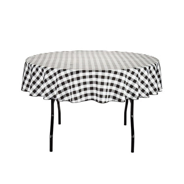 70 in. Round Polyester Tablecloth Black and White Checkered