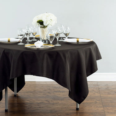Bargain 70 In. Square Polyester Tablecloth Black
