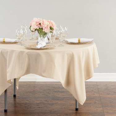 Bargain 70 In. Square Polyester Tablecloth Beige