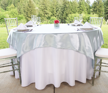 72 in. Square Satin Overlay Silver