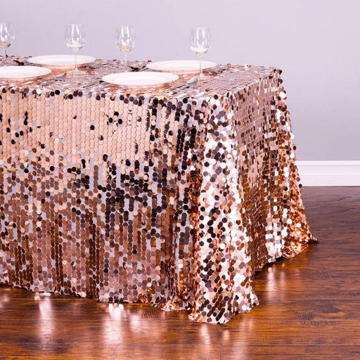 88 X 130 in. Rectangular Payette Sequin Tablecloth Blush Pink