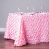 88 X 154 in. Rectangular Rosette Satin Tablecloth Pink