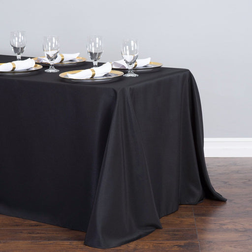 Bargain 90 X 132 in. Rectangular Polyester Tablecloth Black
