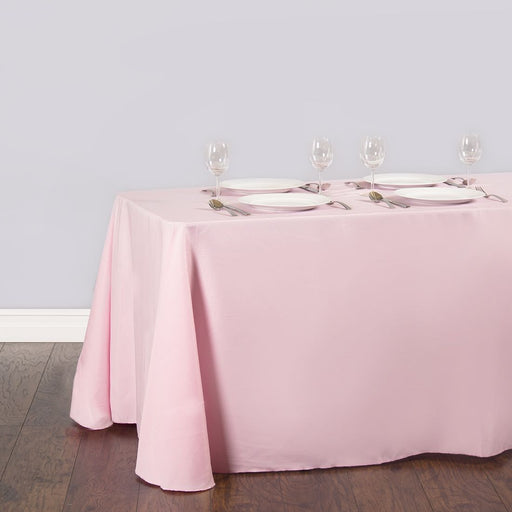 Bargain 90 X 132 In. Rectangular Polyester Tablecloth Pink