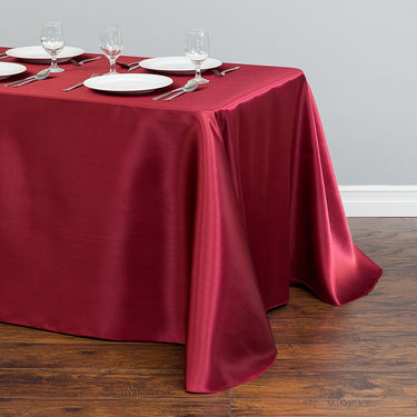 90 x 132 in. Rectangular Satin Tablecloth Burgundy
