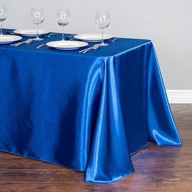 Bargain 90 x 156 in. Rectangular Satin Tablecloth Royal Blue