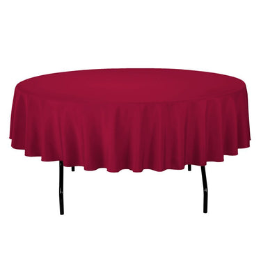 90 in. Round Cotton-Feel Tablecloth Burgundy