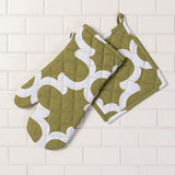 Trellis Cotton Oven Mitt / Pot Holder Set 4 Pack (9 Colors)