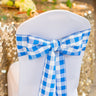 Polyester Chair Sash Blue & White Checkered (10/Pack)