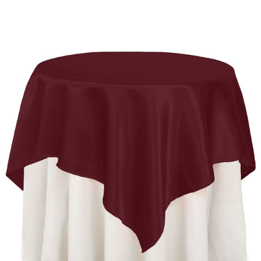 Bargain 72 In. Square Satin Overlay Burgundy