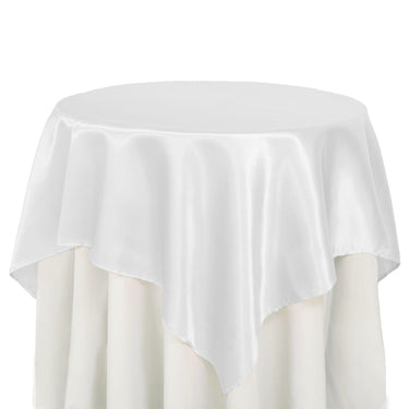 Bargain 72 In. Square Satin Overlay White