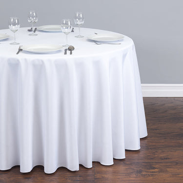 Bargain 108 In. Round Polyester Tablecloth White