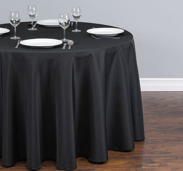 Bargain 108 In. Round Polyester Tablecloth Black