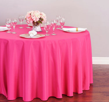 Bargain 108 In. Round Polyester Tablecloth Fuchsia