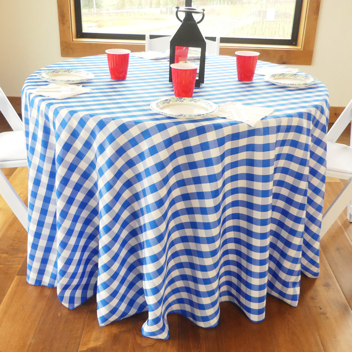 108 in. Round Polyester Tablecloth Checkered (4 Colors)