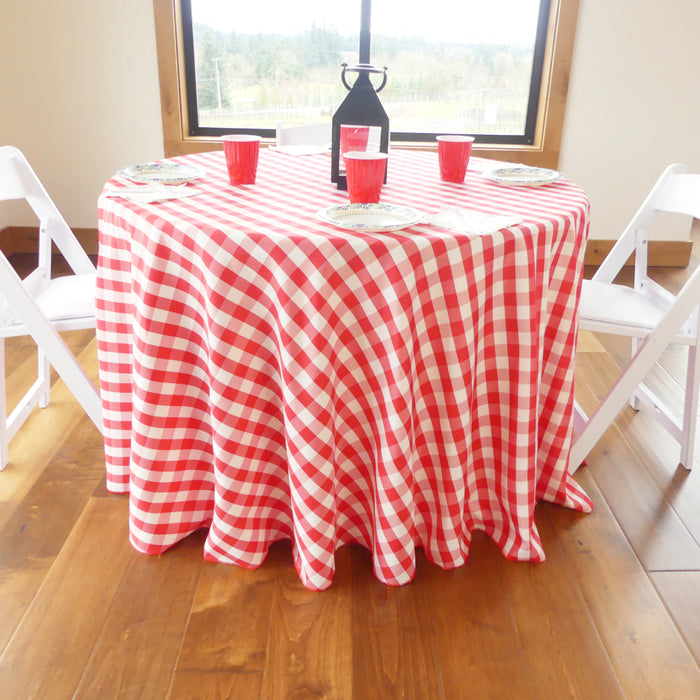 108 in. Round Polyester Tablecloth Checkered (4 Colors)