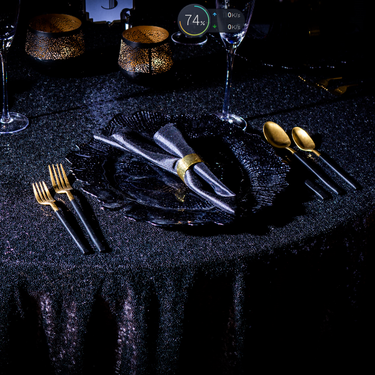 5-Piece Black Handled Silverware Set Gold