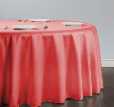 Bargain 132 in. Round Shantung Silk Tablecloth Coral