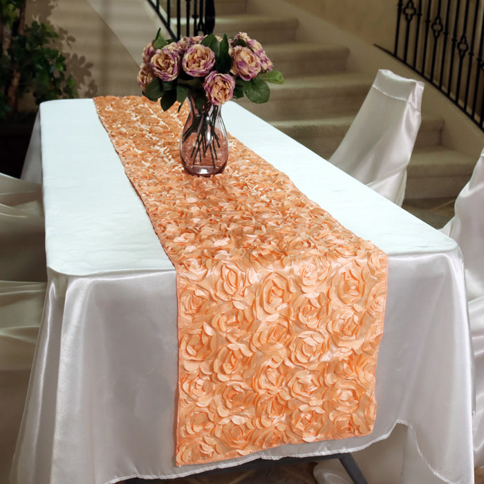 Bargain 14 X 108 in. Rosette Satin Table Runner