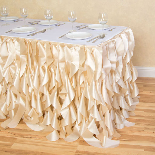 14 ft. Curly Willow Table Skirt Champagne