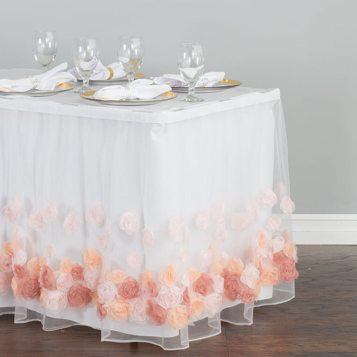 Bargain 17 ft. Tulle Rose Table Skirt Pink