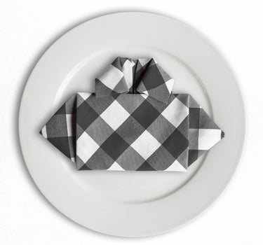 Bargain 17 in. Polyester Napkins Black & White Checkered (12/PK)