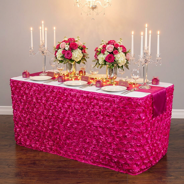 17 ft. Rosette Satin Table Skirt (4 Colors)