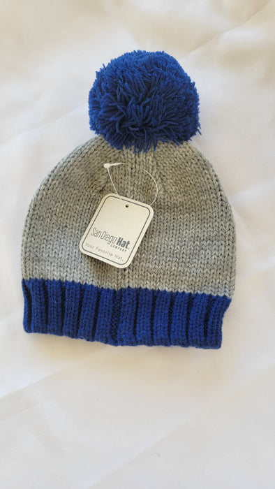 Boys Fine Knit Cobalt Blue Pom Pom Beanie