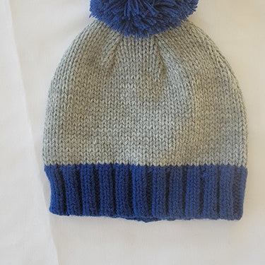Boys Fine Knit Cobalt Blue Pom Pom Beanie