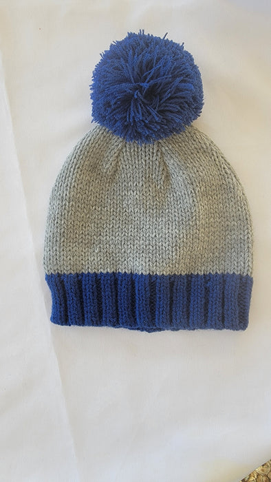 Boys Fine Knit Cobalt Blue Pom Pom Beanie