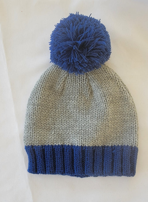 Boys Fine Knit Cobalt Blue Pom Pom Beanie