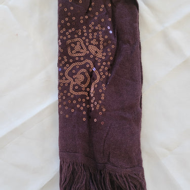Scarf With Flower Sequins Purple