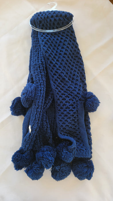 Scarf With Pom Pom Acrylic Blue