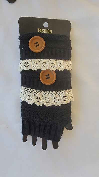 Womens Arm Warmers & Fingerless Gloves-Black