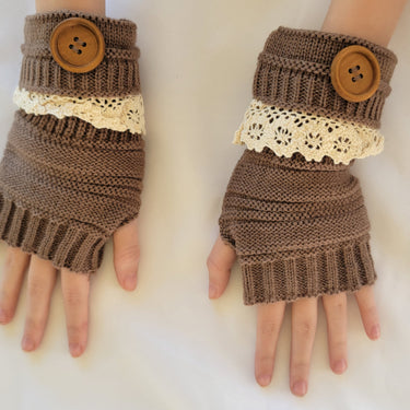 Womens Arm Warmers & Fingerless Gloves-Brown