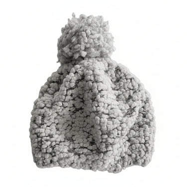 Womens Plush Ivory Textured Yarn Beanie With Sequins
