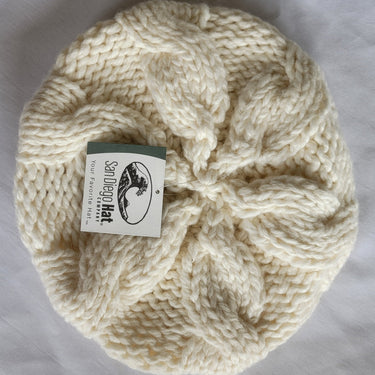 Womens Ivory Cable Knit Beret