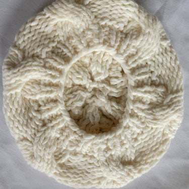 Womens Ivory Cable Knit Beret