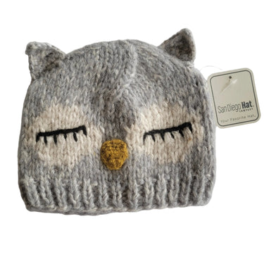 Kids Knit Beanie w/ Sleeping Owl Face