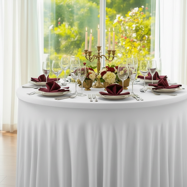 5 ft.Round Wavy Stretch Tablecloth Cover (2 Colors)
