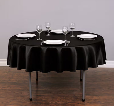 Bargain 70 In. Round Satin Tablecloth Black