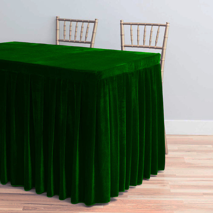 Bargain 6 ft. Fitted Velvet Table Skirt Hunter Green